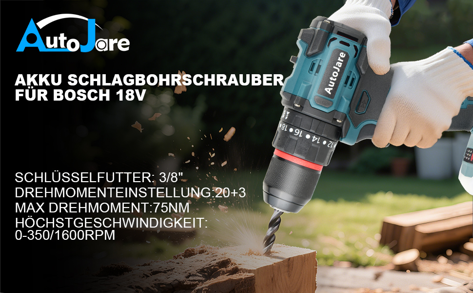 Акумуляторний ударний дриль-шуруповерт сумісний з Makita 18V, 13 мм, безщітковий, 35+3 ступені крутного моменту, 90 Н.м, 2 регульовані ступені, акумуляторний шуруповерт з 3 аксесуарами (без акумулятора) (10 мм для Bosch 18V)