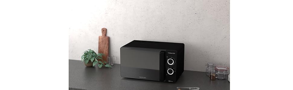 Мікрохвильова піч Cecotec ProClean 3030, 20 л, покриття Ready2Clean, 700 Вт, 6 режимів, таймер 30 хв, розморожування, чорний колір