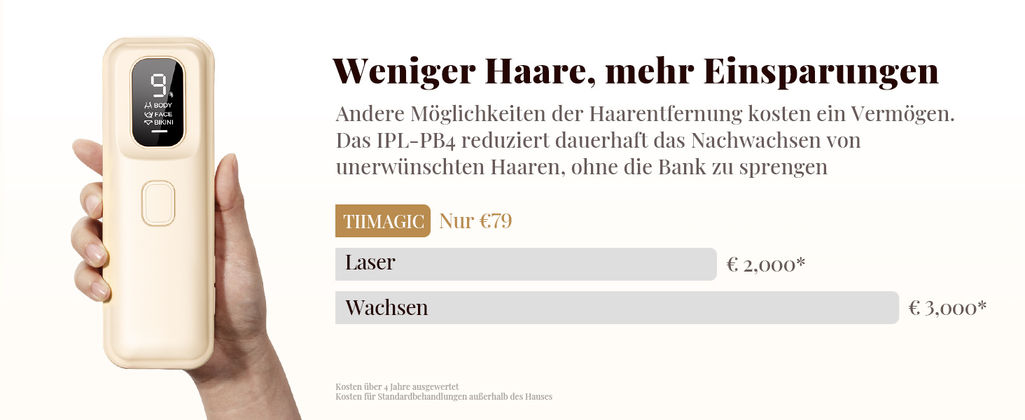 Пристрій для епіляції IPL Laser - Безболійний пристрій для видалення волосся IPL з 9 рівнями інтенсивності, 999,900 світлових імпульсів для дому, тіла, обличчя, зони бікіні та пахв (Бежевий)