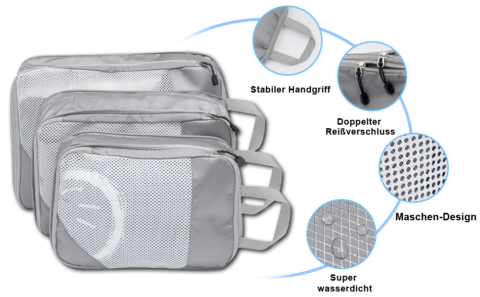 Органайзери для валізи: комплект 3 шт. (сірий) - для зручної подорожі