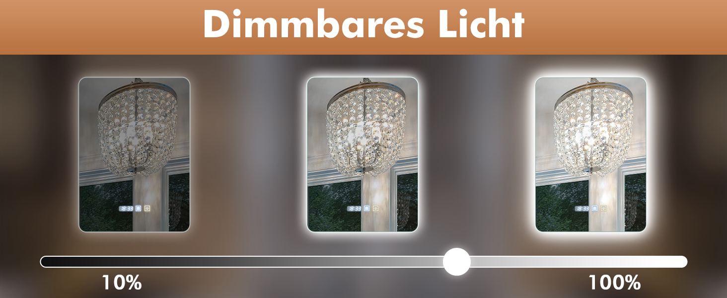 Дзеркало для ванної кімнати з підсвічуванням 50x70 см, з протитуманною функцією, годинником, LED-підсвічуванням, сенсорною кнопкою, функцією пам'яті, 3 кольорами світла, регулюванням яскравості