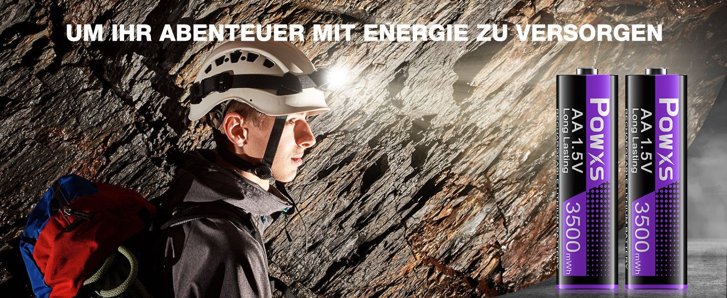 Акумулятори POWXS 8x 3500mAh AA Lithium з 8-порідним швидким зарядним пристроєм з LCD-дисплеєм | Швидка зарядка та стабільна напруга 1.5V | Для геймпадів, LED-ліхтарів, пультів дистанційного керування