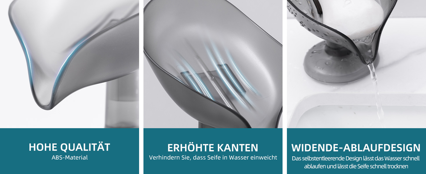 Набір мильниць з піддоном TAILI, 2 шт., сірий колір, витримують до 5 кг, без свердління, для ванної кімнати та кухні