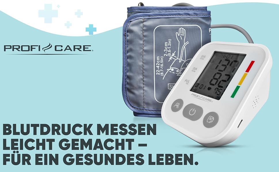 Тонометр ProfiCare® PC BMG 3121 для вимірювання артеріального тиску та пульсу | Виявлення аритмії | Тонометр на плечі з оцінкою ВООЗ | Білий *Модель 2024*