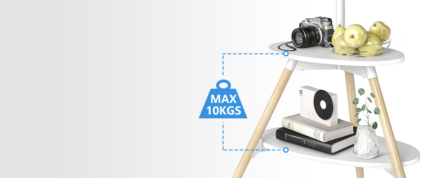 Підставка для телевізора 5Rcom Weiß з 2 полицями 32-65 дюймів, дерев'яна, поворотна, регульована по висоті, VESA 400x400, до 40 кг