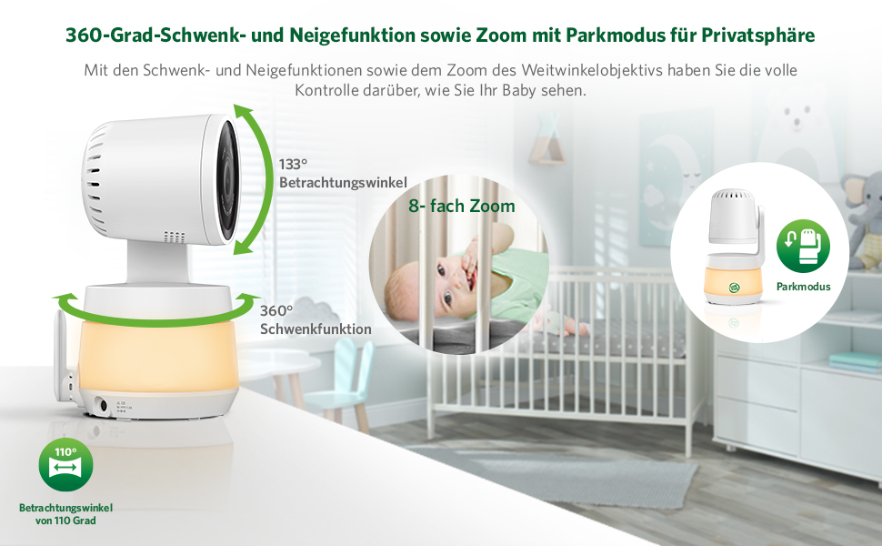 Відеоняня LeapFrog LF2513 без Wi-Fi з IPS екраном 2.8 дюйма, поворотна, з нічним баченням, датчиком температури, радіусом дії 300 метрів та тривалістю роботи батареї 12 годин