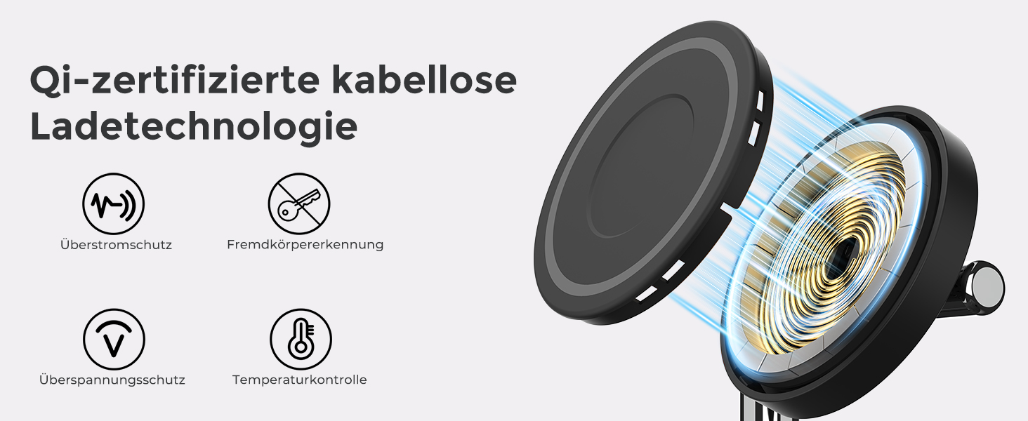 Бездротова зарядна станція 3 в 1 для Samsung Galaxy S25/S24/S23/S22 з магнітним кільцем, швидкий зарядний пристрій з будильником та нічним світлом, адаптер QC 3.0 у комплекті (Чорний)