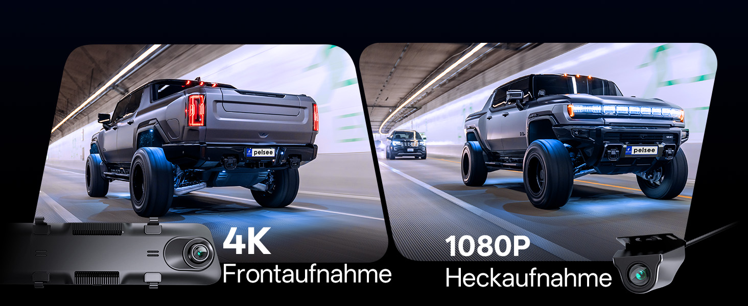 Автомобільний відеореєстратор-дзеркало Pelsee S12 Pro 12' 4K з передньою та задньою камерами, сенсором STARVIS 2, 5.8 GHz WiFi, GPS, ADAS, BSD та карткою пам'яті 64GB