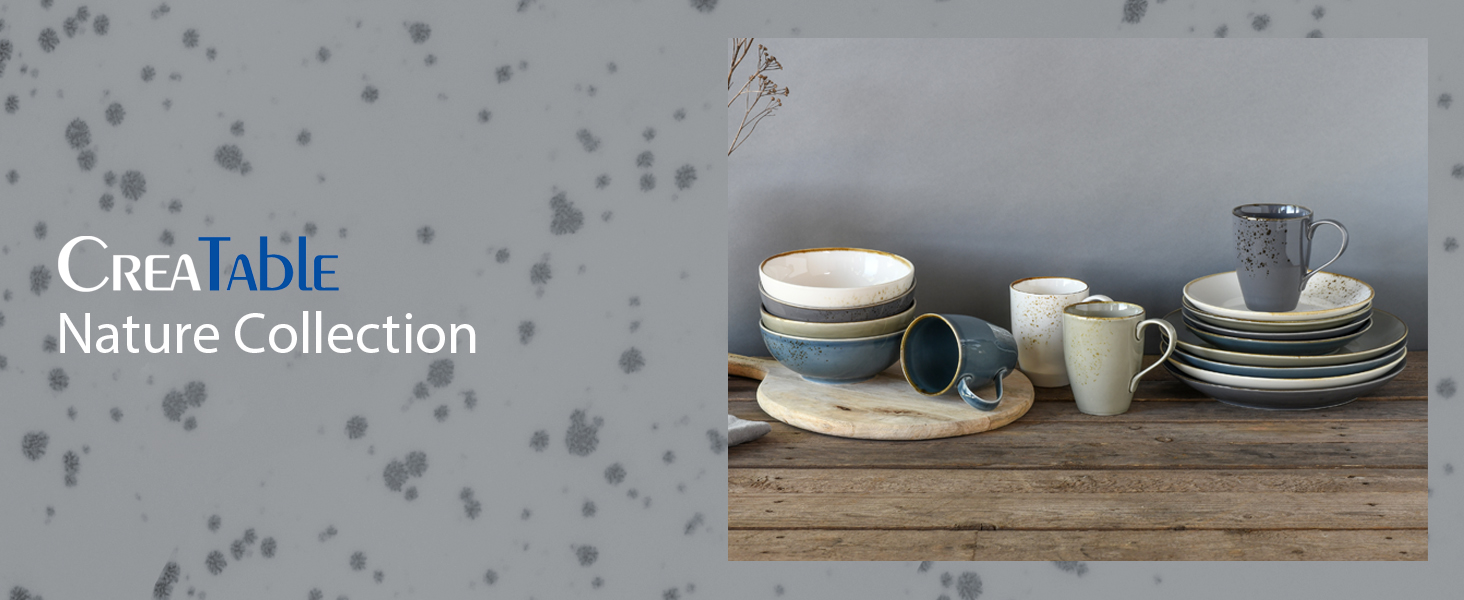 CreaTable Green Life: 16-частинний набір посуду з каменю, для дому та ресторану, сумісний з мийною машиною та мікрохвильовою піччю