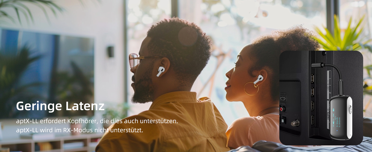 Bluetooth 5.2 адаптер для літака, передавач для 2 навушників AirPods та бездротових гарнітур (Білий)
