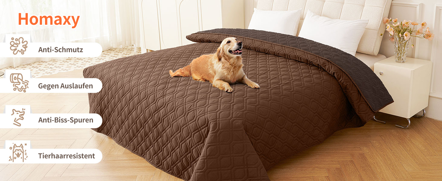 Водонепроникний килимок для собак Homaxy, килимок для собак на вулицю, миється, двосторонній, м'який килимок для котів, підходить для дивану, ліжка, в дорогу (130x100 см, 203x152 см, коричневий+шоколадний)