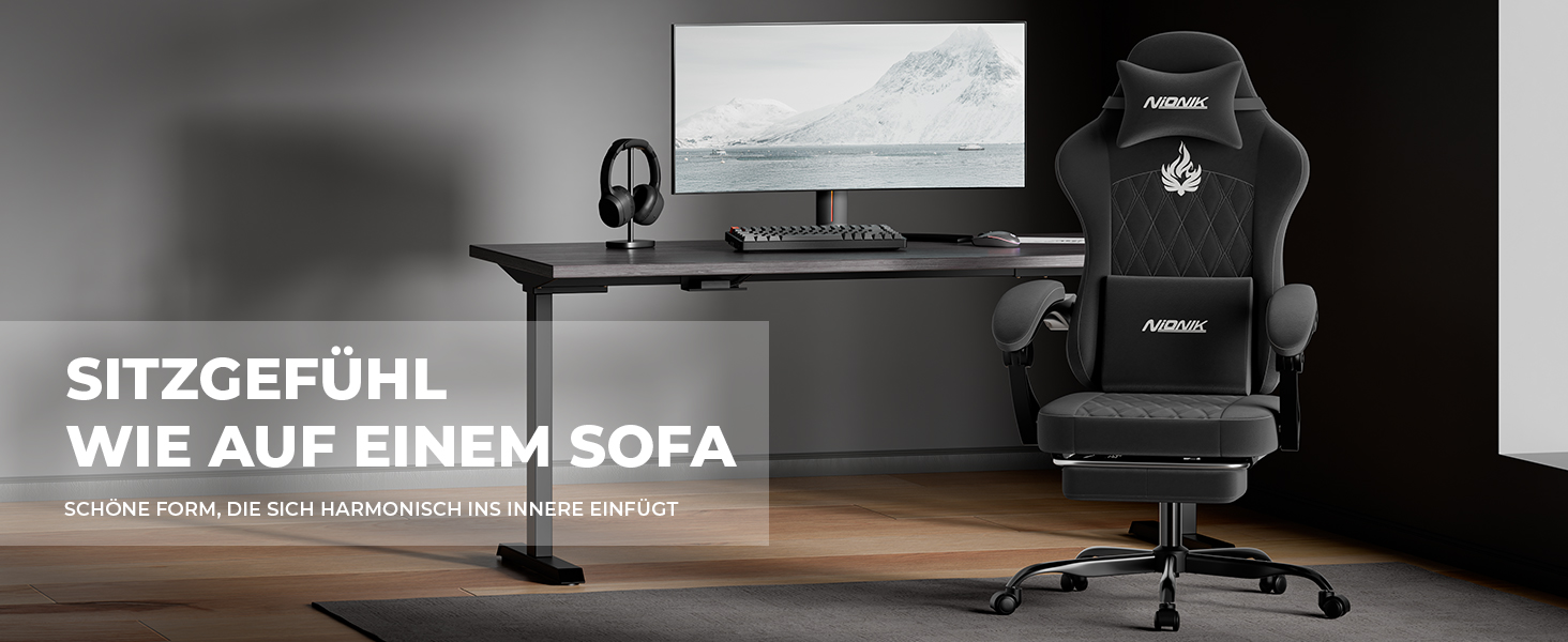 Ігрове крісло Ergonomic Gaming — ергономічний комп'ютерний стілець з регулюванням висоти та нахилу спинки для дітей, підлітків та дорослих, чорний