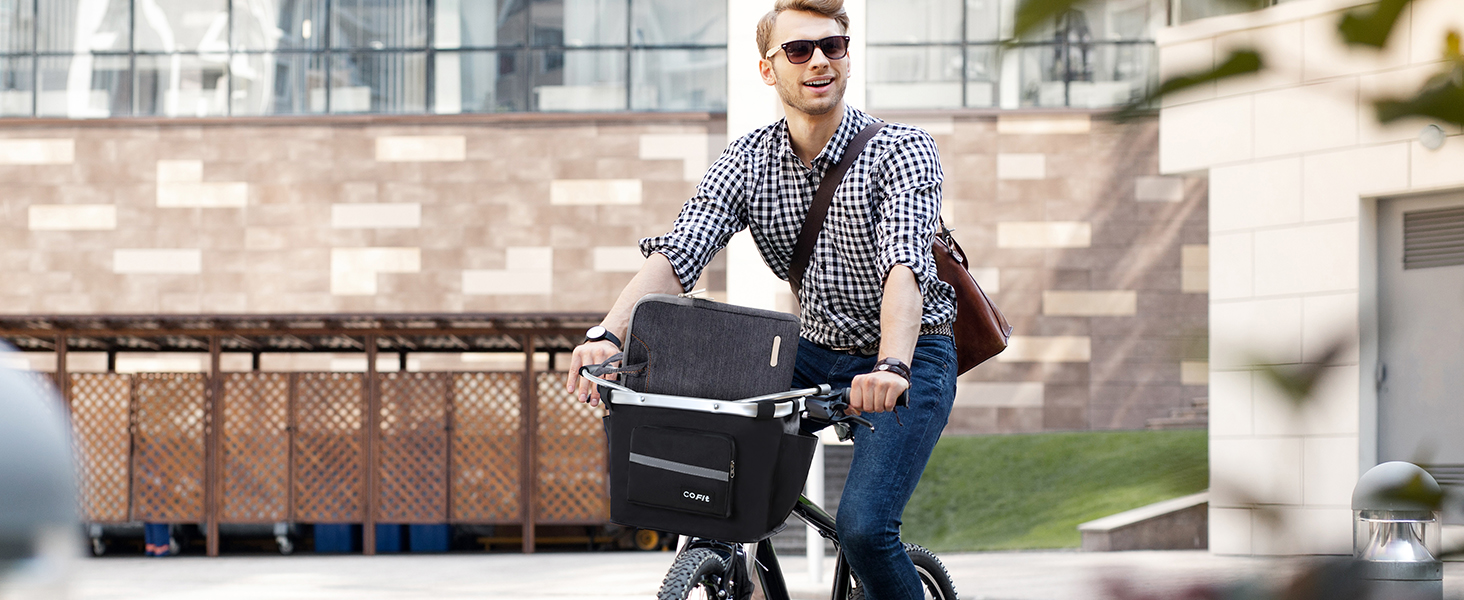 Складаний велосипедний кошик COFIT з бічними кишенями (чорний)