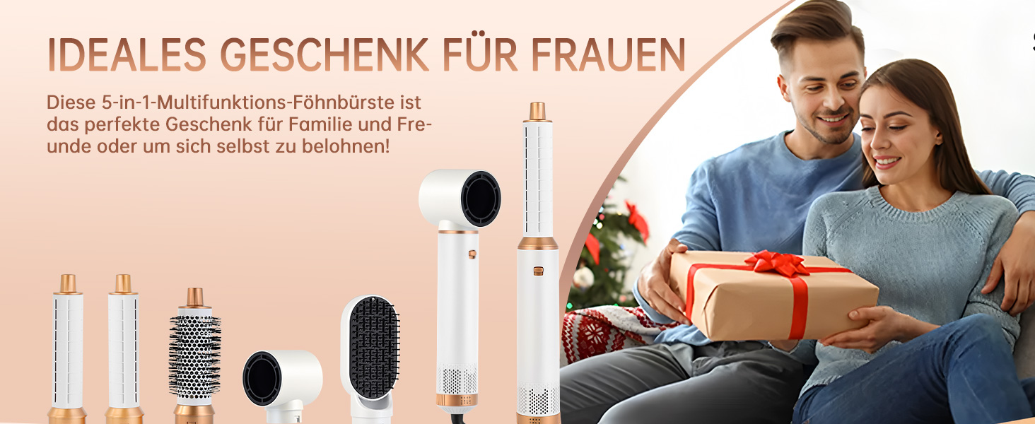 Набір для укладки волосся 6 в 1: мультистайлер, авто-локони, фен-щітка, об'єм, випрямлення, сушка (білий)