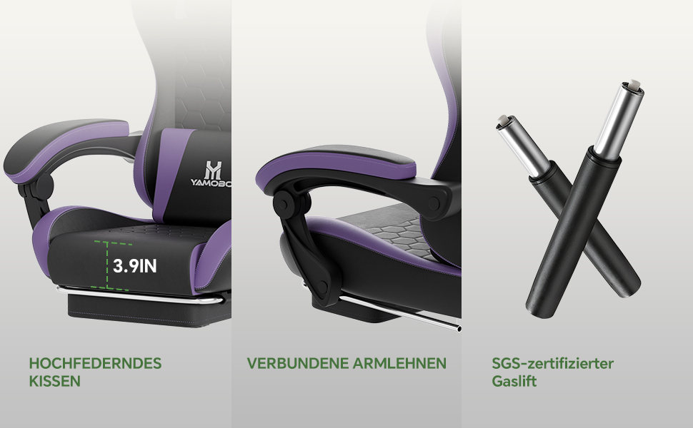 Ігрове крісло Racing Ergonomisch з підніжкою та масажним поперековим подушкою, навантаження до 150 кг, екошкіра, офісне крісло (Чорно-фіолетове)