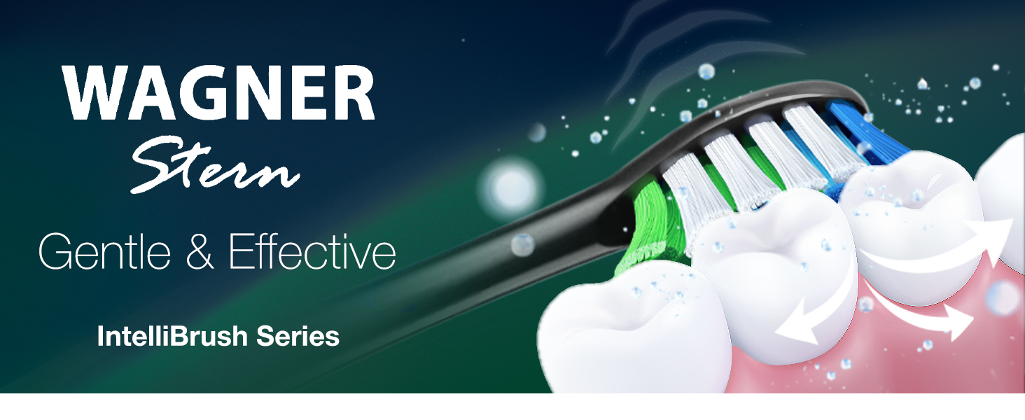 Електрична зубна щітка Wagner Stern IntelliBrush Series Whitening з датчиком тиску. 4 режими чищення, 3 інтенсивності, 8 насадок, елітна подорожня сумка Emerald Wave