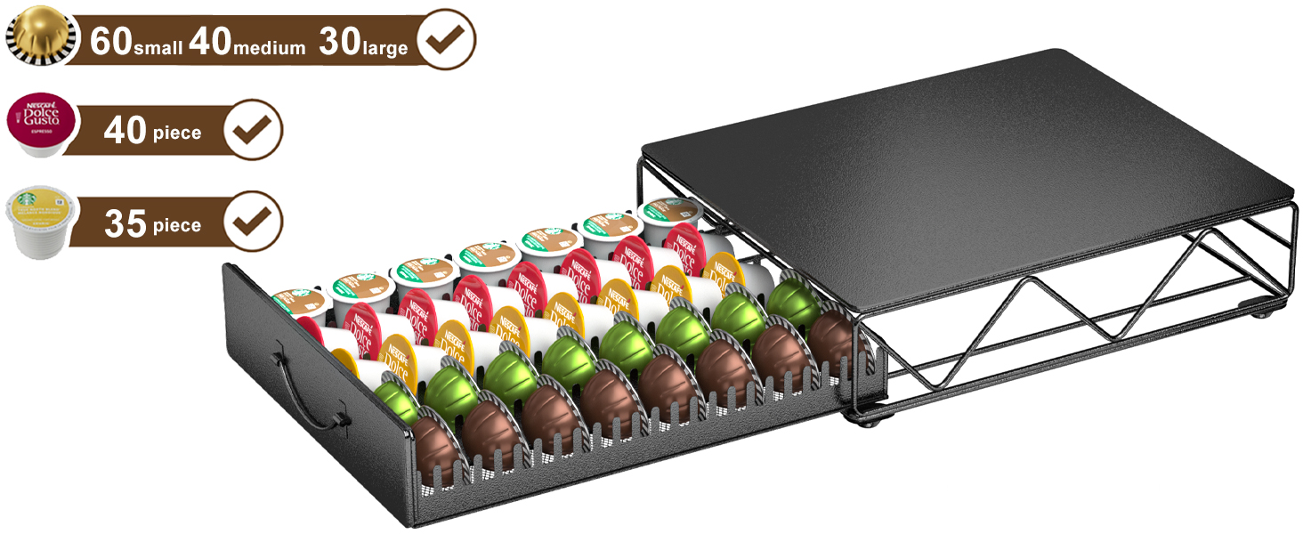 Тримач для капсул кави Nespresso Vertuo та Dolce Gusto на 50 капсул, металевий, для Nespresso машина (Vertuo 40)