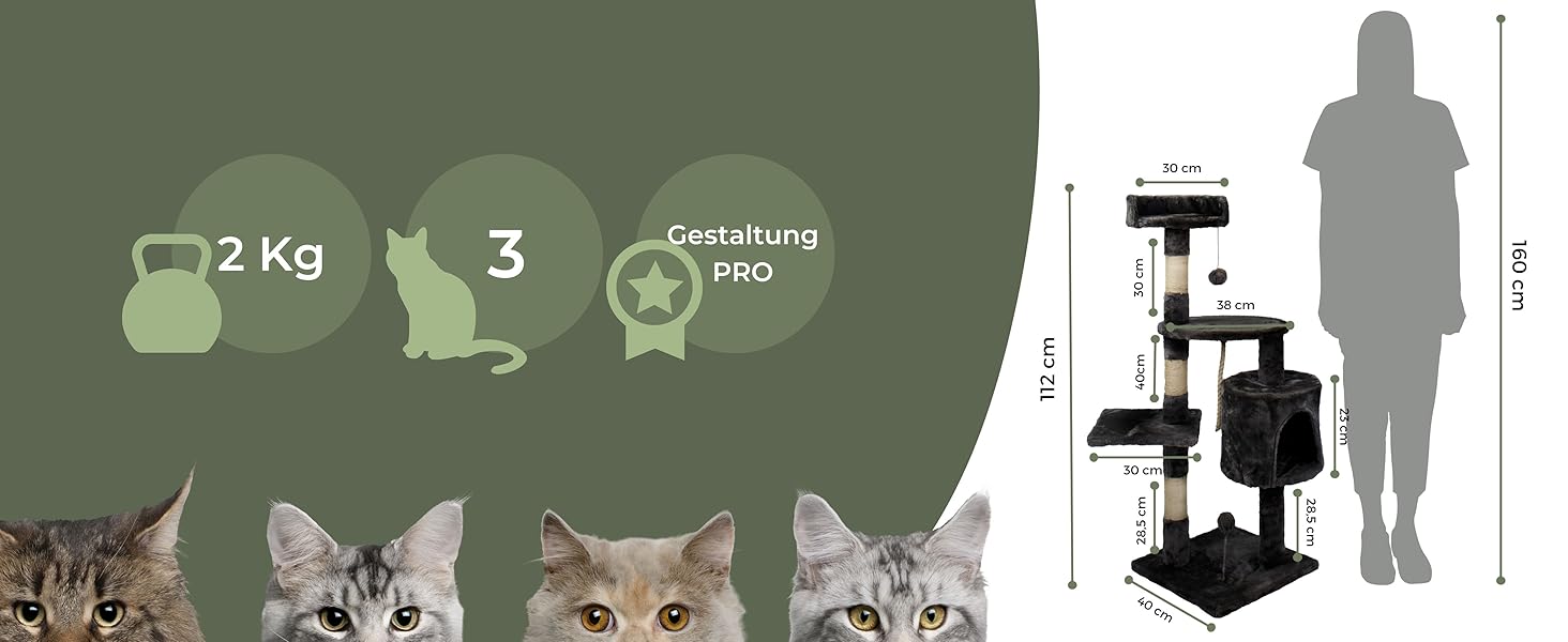 Драбина для котів Mobiclinic® Pets Silvestre, сіра, середнього розміру, з платформами та укриттям