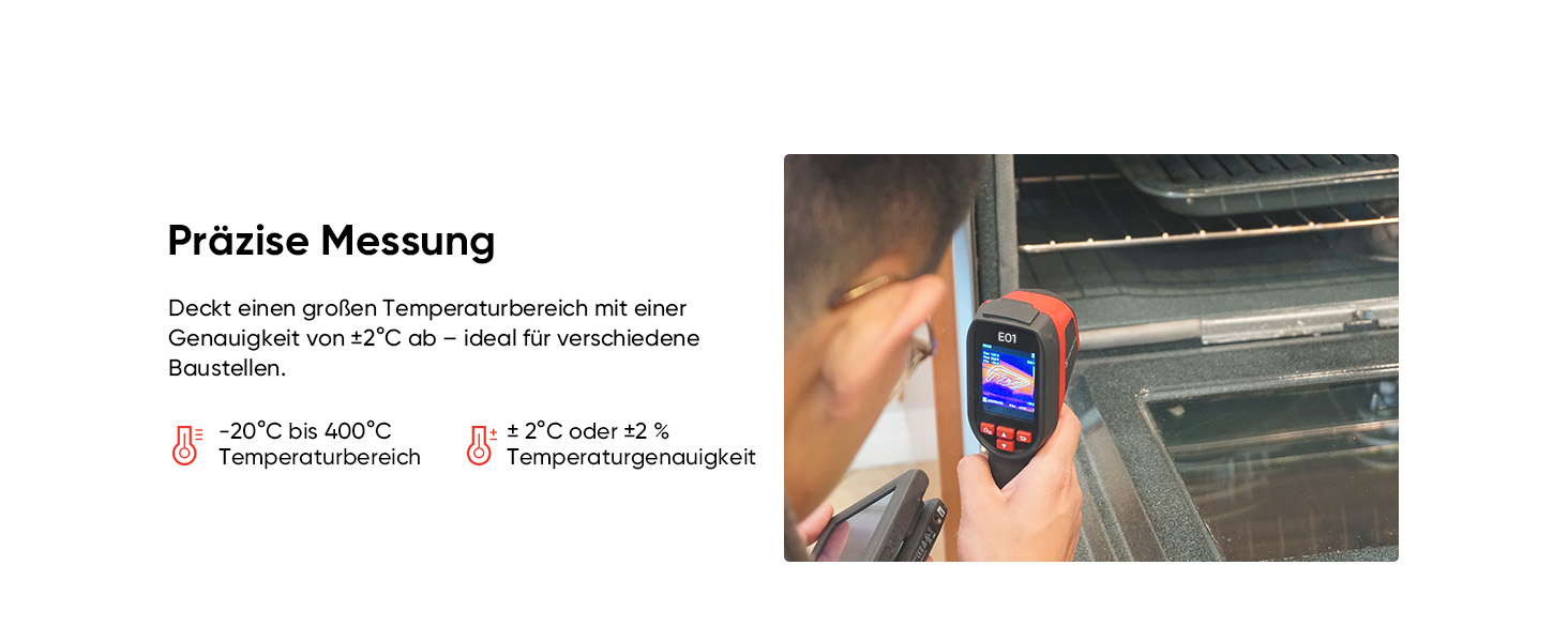 HIKMICRO E01 Тепловізійна камера SuperIR: портативна інфрачервона камера з лазерним покажчиком, роздільна здатність 240x240, діапазон температур -20°C - 400°C, частота оновлення 20Hz