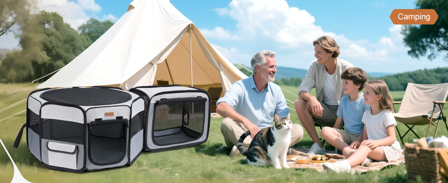 Складаний вольєр для цуценят та котів 120x40 см - 2-в-1, сірий та білий, для дому та вулиці, з сумкою для перенесення, для кошенят, цуценят та дрібних тварин