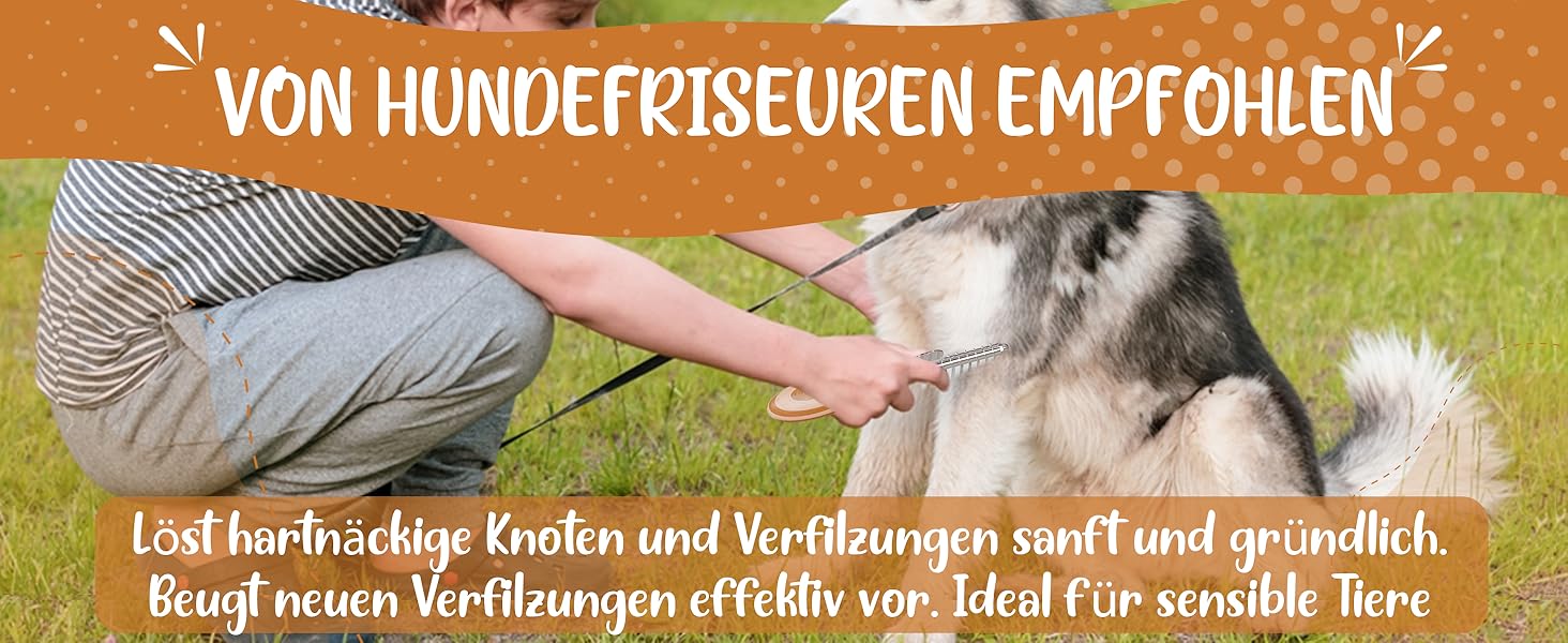 Гребінець для собак та котів Golden Pets Entfilzer Kamm для середньої та довгої шерсті | Підходить для собак та котів будь-якого розміру | Зі згладженими зубцями | + Е-book з догляду за шерстю (9 лез з бамбука)