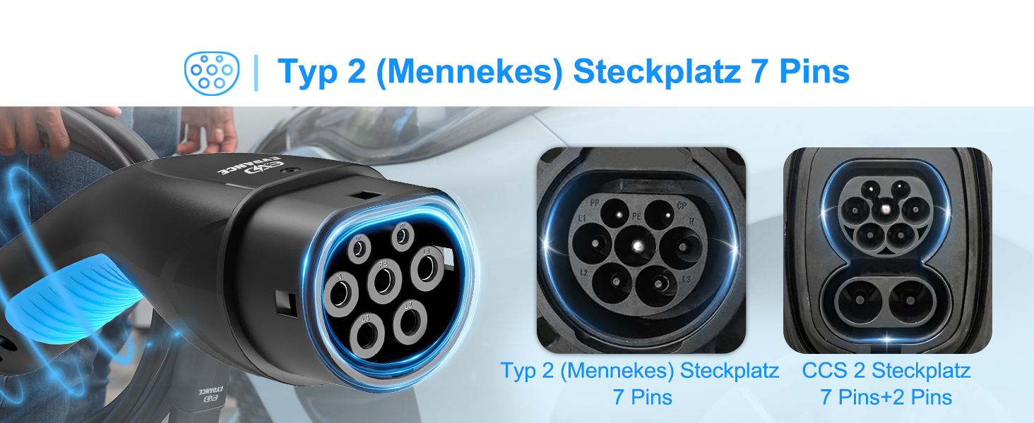 Кабель для зарядки електромобілів Тип 2, 6м, 16A, 11кВт з сумкою. Сумісний з усіма електромобілями