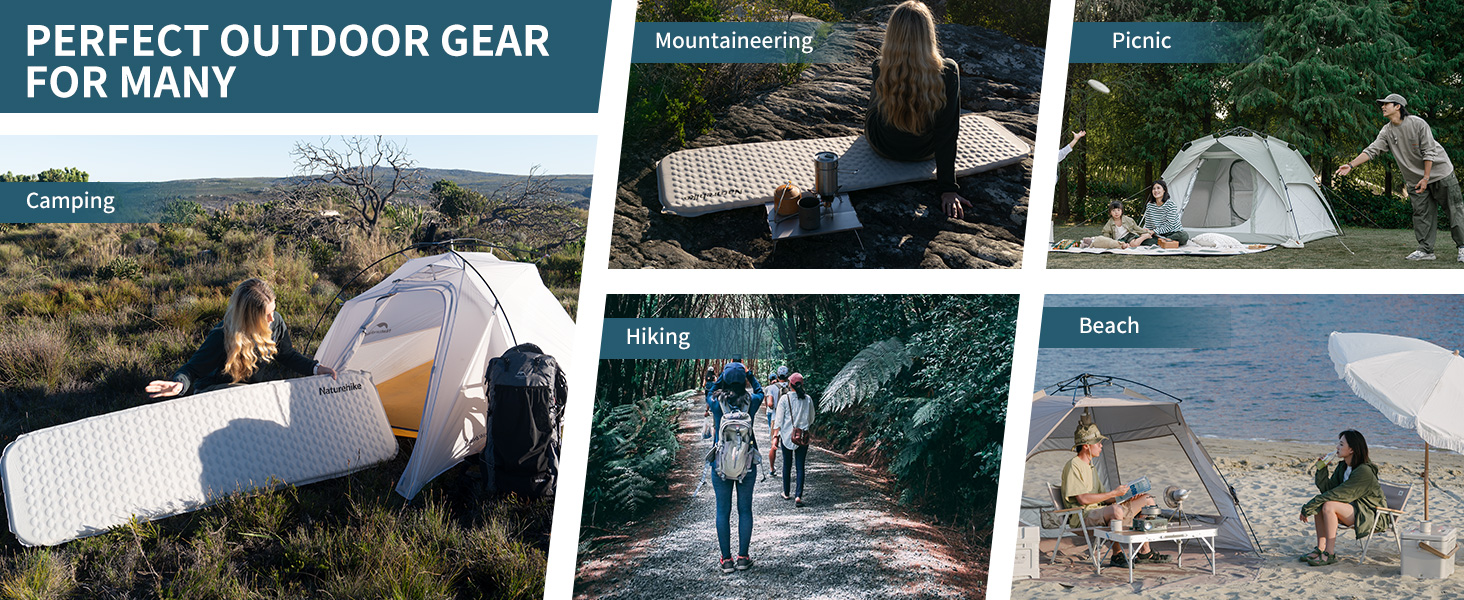 Naturehike Yugu: Надувний килимок для кемпінгу та трекінгу, 3.5 см, блакитний