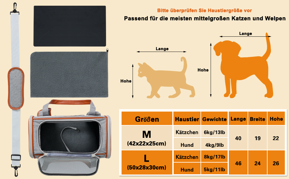 Транспортна сумка для котів та собак до 7 кг Demigreat, дихаюча переноска для середніх та маленьких котів та собак, сіра, 42x22x25 см