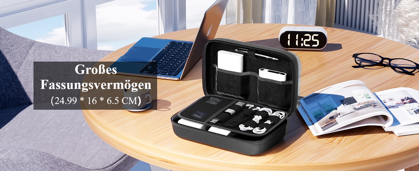 Органайзер для аксесуарів ProCase: кейс для кабелів, адаптерів, USB-накопичувачів та іншого електроніки (чорний)