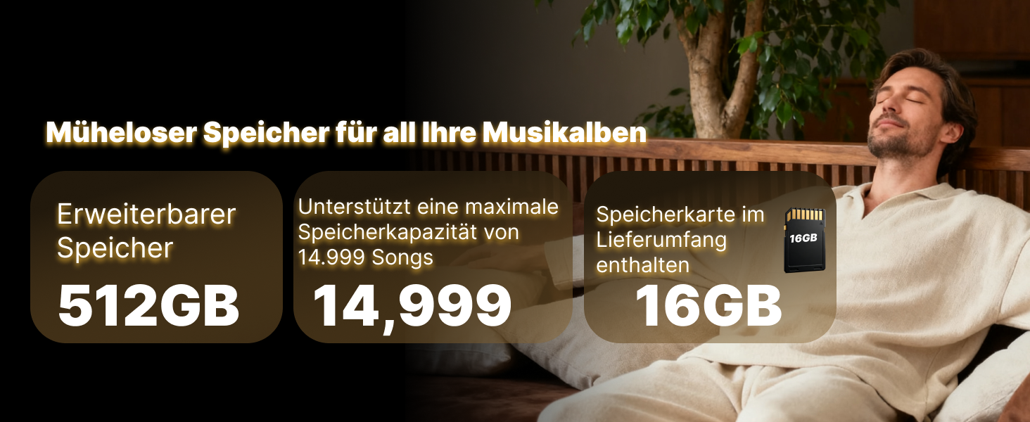 MP3-плеєр Hmusic P68 HiFi з кліпсою, Bluetooth, 16GB + карта пам'яті 128GB, підтримка DSD, Hi-Res аудіо