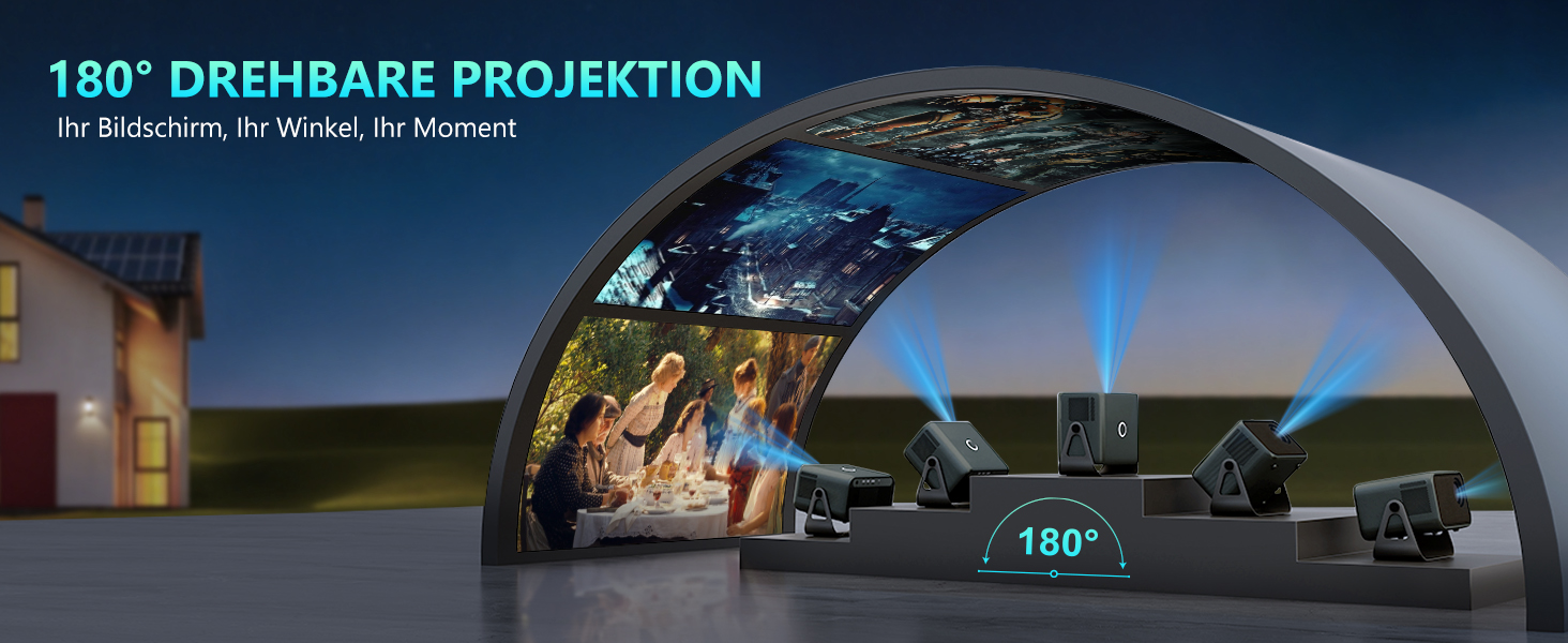 Beamer 4K для дому: 500 ANSI люмен, 1080P (підтримка 4K), автофокус, корекція трапецеїдального спотворення, WiFi 6, Bluetooth 5.0, Smart Beamer A-500ANSI