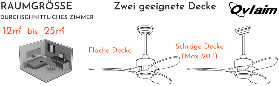 Deckenventilлятор Ovlaim 132 см з освітленням та пультом керування, тихий DC мотор, 3 лопаті, для дому, вітальні, спальні, Burlywood/Silver