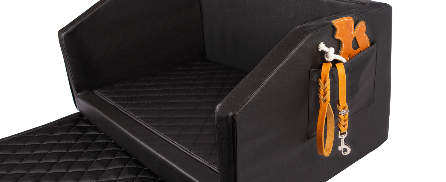 CopcoPet Автомобільне ліжко для собак у багажник, 110x90x38 см, штучна шкіра, захист багажника, водовідштовхувальне, стійке до подряпин, нековзне, міцне з захисним покривалом, чорне, 110 x 90 см