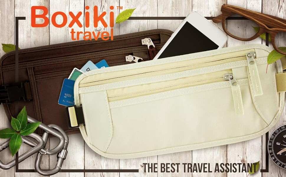 Грифель для подорожей: прихований поясний гаманець для чоловіків та жінок з RFID-блокуванням – безпечний для документів, грошей та телефону (бежевий)
