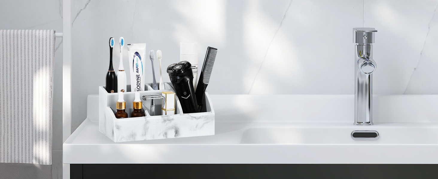Тримач для зубних щіток Luxspire з 5 відділеннями, електричний, для сім'ї, велика місткість, органайзер для зубних щіток та макіяжу