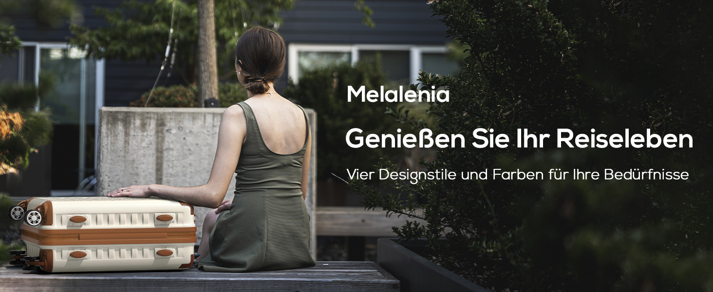 Набір валіз Melalenia 7 предметів з жорстким корпусом, легкий, на 4 колесах з TSA-замком. Включає косметичку, сумку для подорожей та кулькову косметичку (білий, 53 см, ручна поклажа 4 предм.)