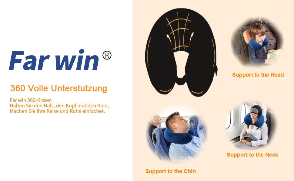 Подушка для шиї, 100% Memory Foam, U-подібна, легка, портативна, для подорожей (синя)