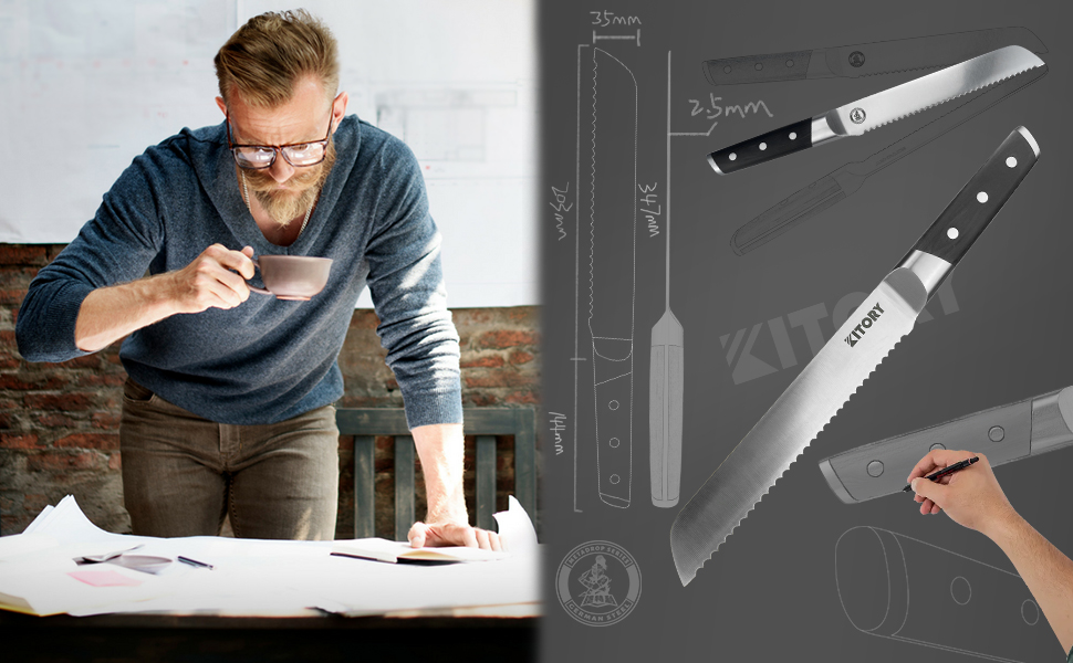 Кухонний ніж-топірець Kitory Hackmesser 18 см, з високоякісної сталі, з ручкою з пакавуду (Mtd03de)