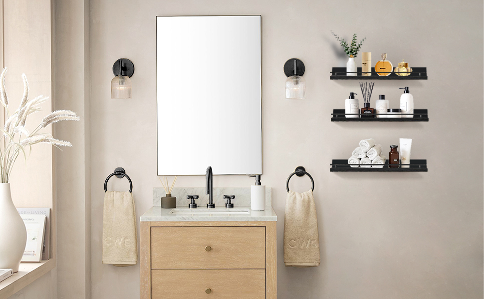 Настінна полиця Wandregal чорного кольору, 3 шт. - полиці для кухні, вітальні, спальні, офісу