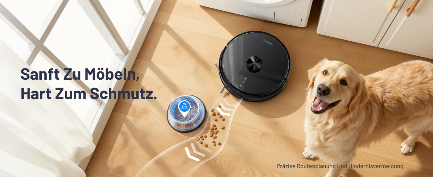 Робот-пилосос VONKO S6 Pro з функцією миття та док-станцією, 6000Pa, LiDAR 2.0, 180 хв, для тварин та килимів