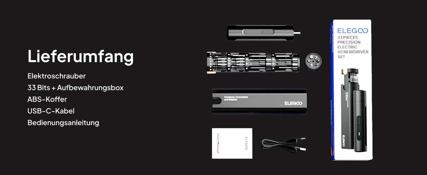 ELEGOO Електричний набір викруток: 33 біти, прецизійний інструмент для 3D-принтерів та ремонту електроніки