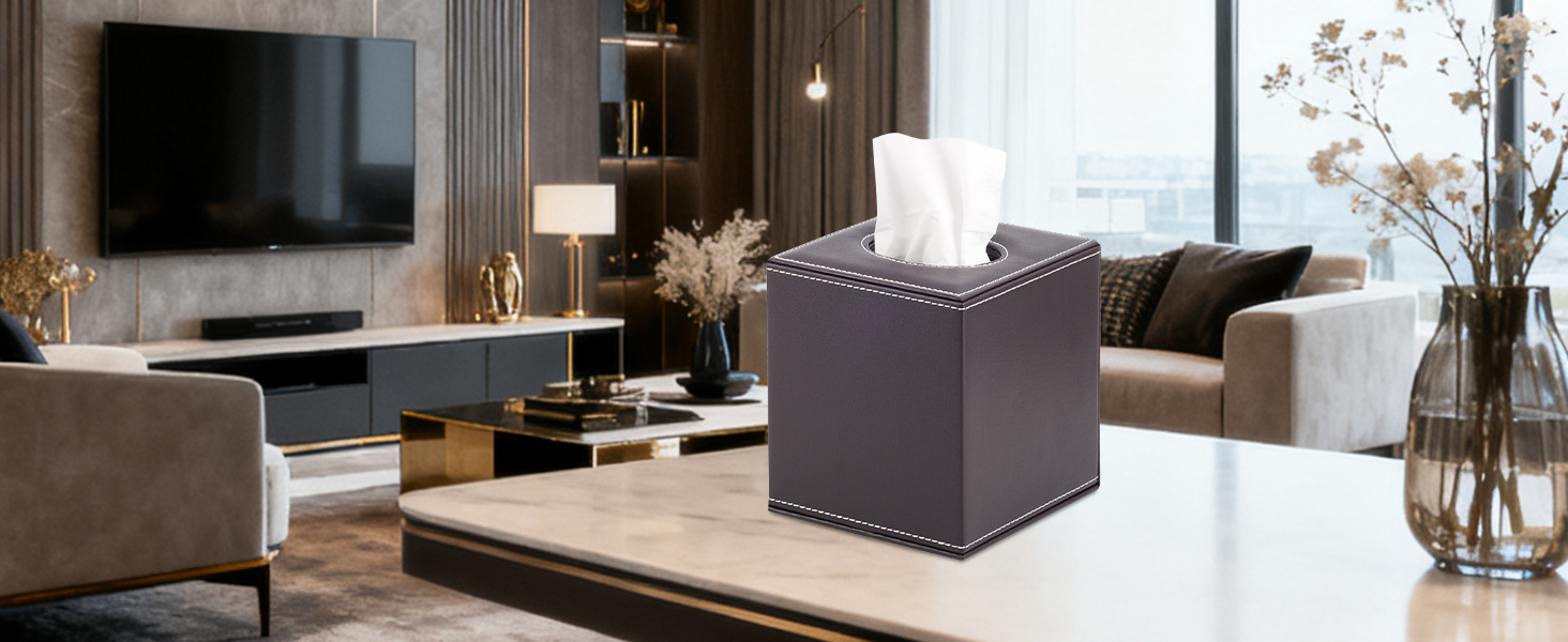 Скляна коробка для серветок прямокутна, органайзер для дому, ванної кімнати, авто, офісу, вінтажний дизайн (коричневий)