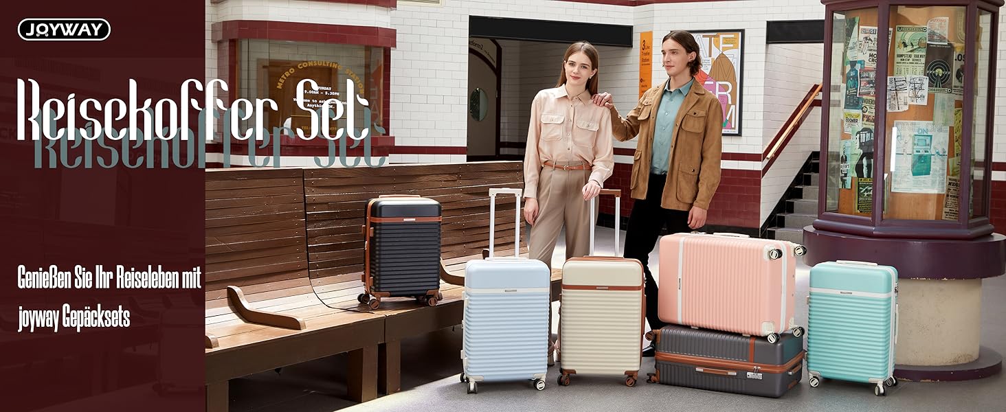 Набір валіз Joyway з ABS-пластику, розширюваний, на 4 колесах, з TSA-замком. Включає: 1 велика сумка, 1 косметичка (білий, M)