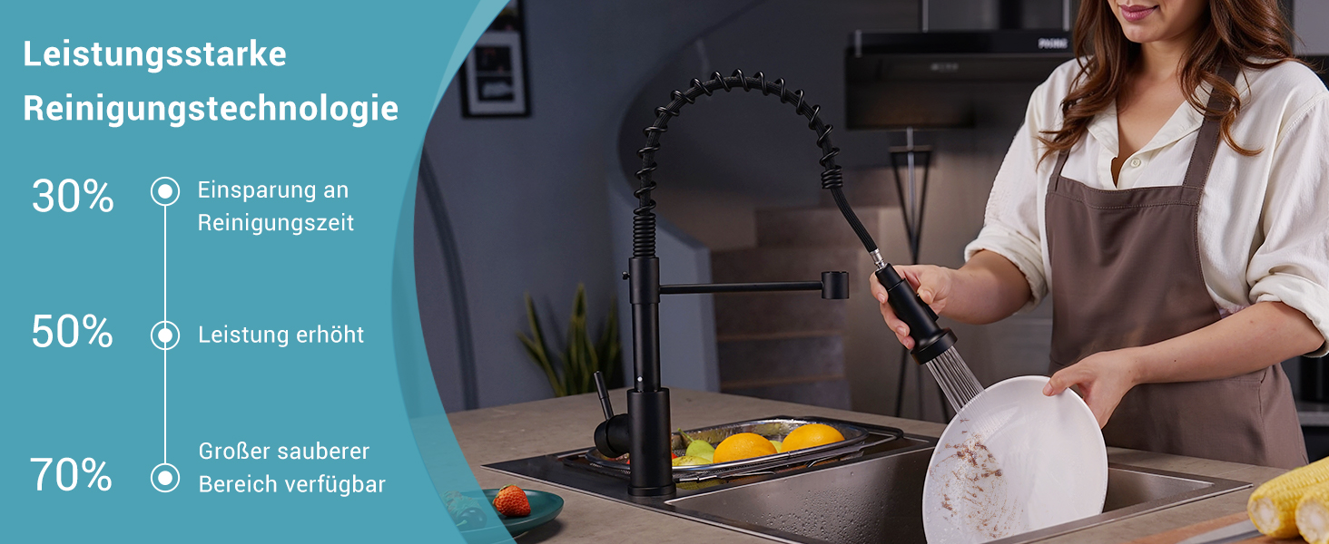 Кран кухонний APPASO 3-в-1 чорного кольору з трьома виходами, для фільтрації води, поворотний на 360°, з двома ручками, з нержавіючої сталі, низький тиск