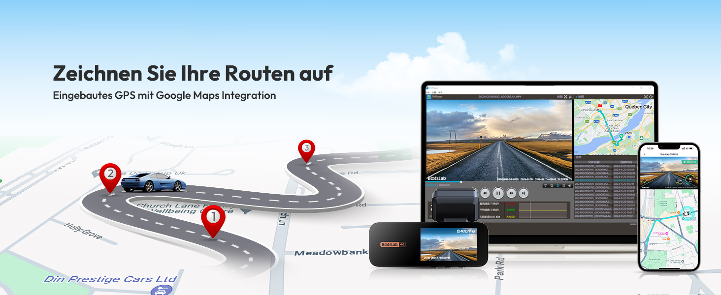 Відеореєстратор BOTSLAB G980H Pro 4K STARVIS з GPS, WiFi, ADAS, нічне бачення, паркувальний режим, 64GB