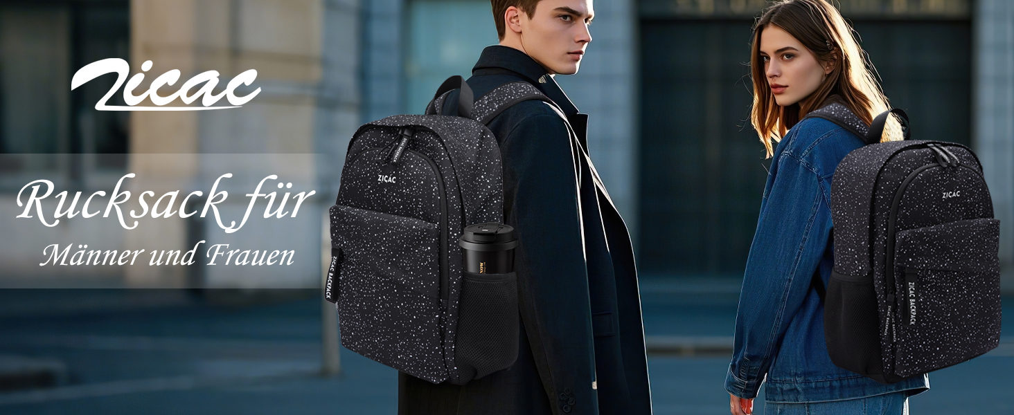 Рюкзак Zicac для чоловіків та жінок, Casual рюкзак для ноутбука 16 дюймів, легкий шкільний рюкзак для учнів та студентів, Daypack, рюкзак для подорожей, універсітету, школи, ділових поїздок, чорний