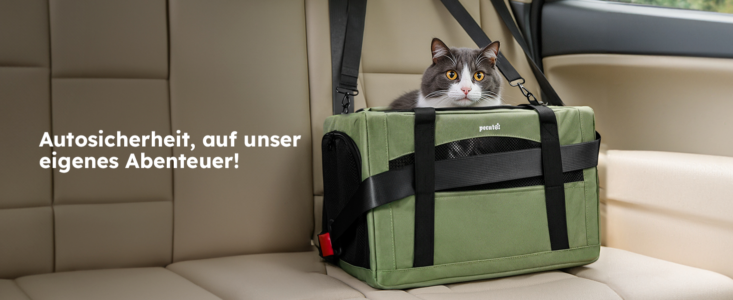 Транспортна сумка для котів Pecute: міцна, легка, складана, для подорожей, темно-зелена