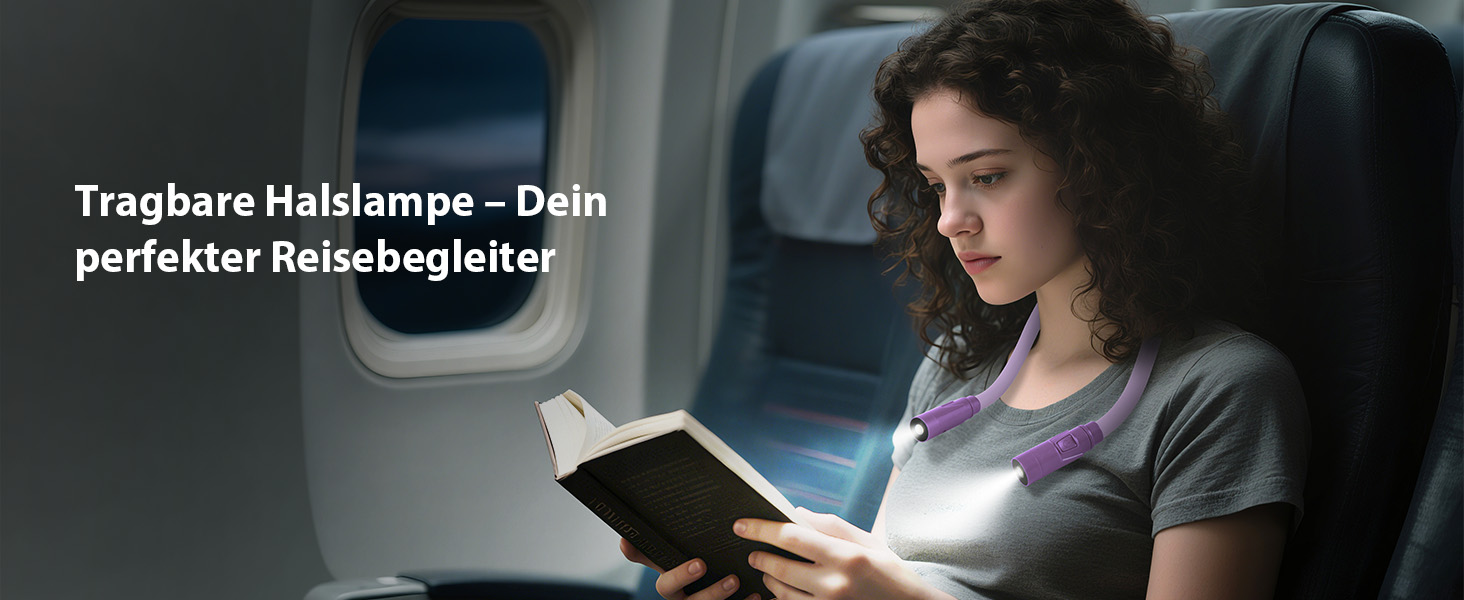 Ліхтар на шию LUXJET LED для читання, в'язання, ремонту: акумуляторний, 3 кольори, регульована яскравість (світло-ліловий)