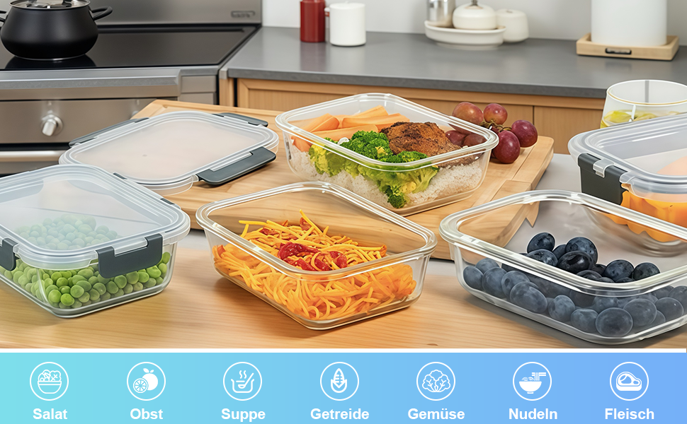 50 великих контейнерів для зберігання з кришкою, герметичні | Без BPA | Складаються | Контейнери для зберігання продуктів для приготування їжі | Підходять для морозильника та мікрохвильової печі | 25 контейнерів + 25 кришок | Герметичний дизайн