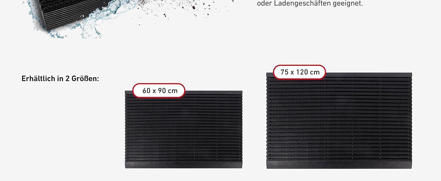 Гумовий килимок для взуття Floordirekt 60x90 см – грязезахисний вуличний та внутрішній килимок для дверей